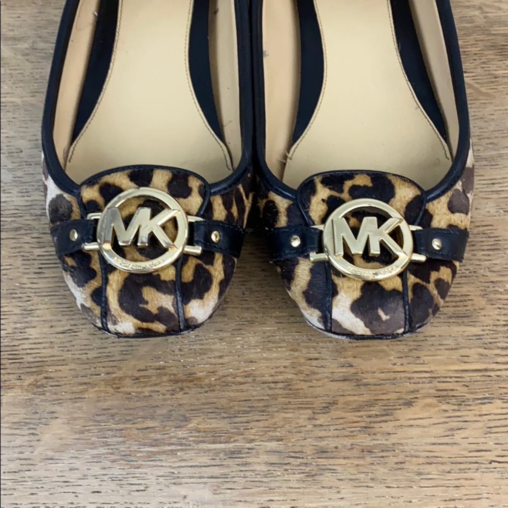 Michael Kors leather leopard flats